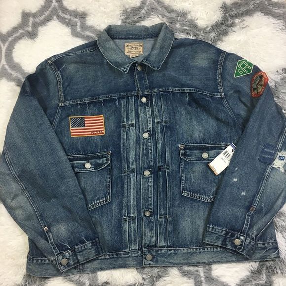 Men's POLO-RALPH LAUREN "SPORTSMAN" Denim Jacket (Casting Club) vintage - Picture 1 of 16
